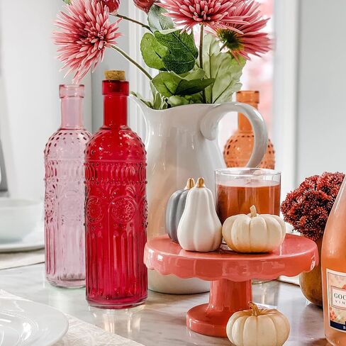 Vintage Vase Decorative Glass Vases, Embossed Colored Glass Bottles,Large Wine Bottle Size,Set of 3 with Cork Lid-Flower Bud Vases, Garden Decor, Suncatchers,Bottle Trees(Warm) in Saudi Arabia