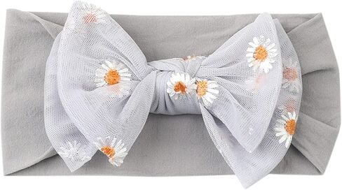 Baby Daisies flowers Headbands Infant Baby Girls Floral Bow Hairband Headwear Head Bands.(FD70) (Blue) in Saudi Arabia