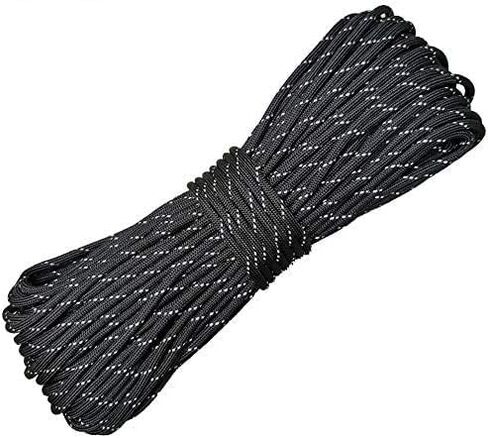 حبل باراكورد/مظلة 550 رطل من Woltechz - 100 قدم 100% نايلون Mil-Spec النوع III حبل باراكورد 10 حبلا رائع للأساور والأسهم التكتيكية للبقاء على قيد الحياة والتخييم والمشي لمسافات طويلة، وربطات عنق (أسود) in Kuwait