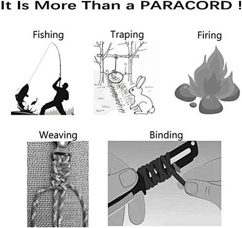 حبل باراكورد/مظلة 550 رطل من Woltechz - 100 قدم 100% نايلون Mil-Spec النوع III حبل باراكورد 10 حبلا رائع للأساور والأسهم التكتيكية للبقاء على قيد الحياة والتخييم والمشي لمسافات طويلة، وربطات عنق (أسود) in Kuwait