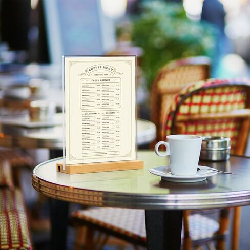 MaxGear Acrylic Sign Holder 8.5 x 11, Clear Table Display Stand with Wooden Base, LShape/T Shape Menu Flyer Holder Stand Heavy Duty Detachable Base Sign Frame for Stores, Restaurants, Hotels 3 Pack in Kuwait