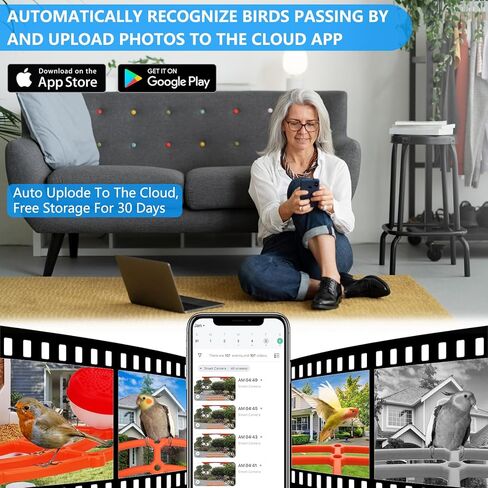 وحدة تغذية الطيور الذكية مع الكاميرا، وحدة تغذية الطيور الطنانة للفيديو اللاسلكي بدقة 1080 بكسل عالية الدقة في الهواء الطلق تعمل بالطاقة الشمسية، كاميرا AI التقاط تلقائي وتحديد أنواع الطيور، التحكم في تطبيق واي فاي 2.4 جيجا، هدايا مثالية لمحبي الطيور in Kuwait