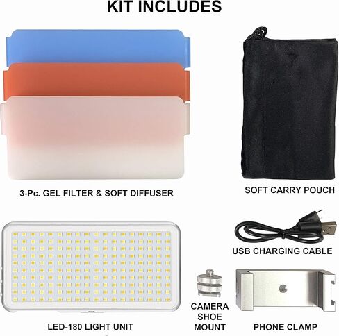 فيد برو مصباح LED رقمي للصور والفيديو من سلسلة مايكرو LED-180 للكاميرات والهواتف الذكية in Kuwait