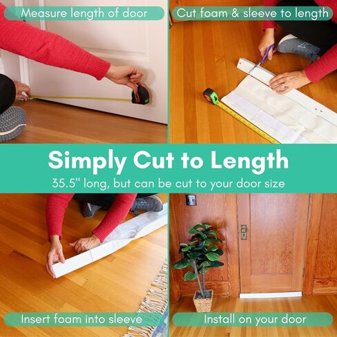 سدادة باب مثلثة من شركة أبسولوت ليفينج - (محدثة) مريحة ومتدفقة - تحجب الرياح والضوء والغبار - مانع مسودة باب قابل للتعديل - بطول 2 بوصة تحت واقي مسودة الباب (35.5 بوصة قابل للقص) - أبيض in Kuwait