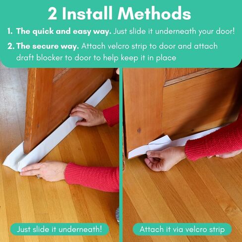 سدادة باب مثلثة من شركة أبسولوت ليفينج - (محدثة) مريحة ومتدفقة - تحجب الرياح والضوء والغبار - مانع مسودة باب قابل للتعديل - بطول 2 بوصة تحت واقي مسودة الباب (35.5 بوصة قابل للقص) - أبيض in Kuwait