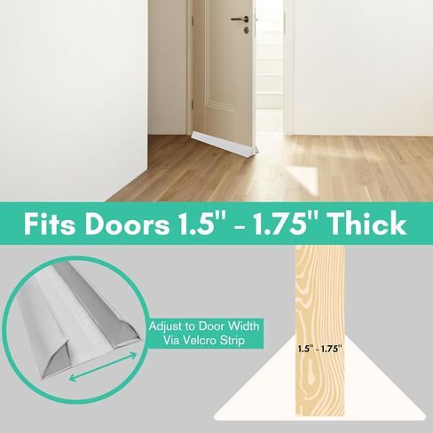 سدادة باب مثلثة من شركة أبسولوت ليفينج - (محدثة) مريحة ومتدفقة - تحجب الرياح والضوء والغبار - مانع مسودة باب قابل للتعديل - بطول 2 بوصة تحت واقي مسودة الباب (35.5 بوصة قابل للقص) - أبيض in Kuwait