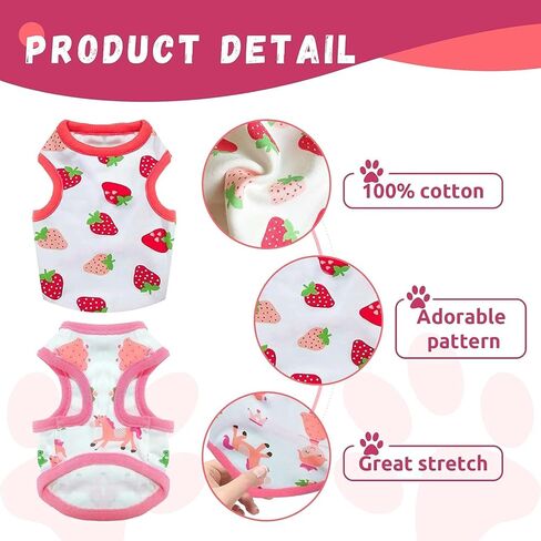 4 قطع من قمصان الكلاب للكلاب الصغيرة والقطط، قمصان قطنية مطبوعة برسوم كارتونية بدون أكمام، ملابس تشيهواهوا يوركي، ملابس شيه تزو للكلاب، دوجي هريرة، مقاس XL in Kuwait