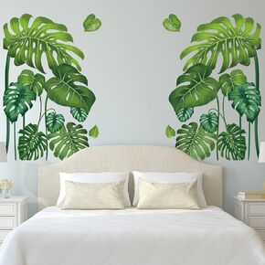 Large Green Tropical Jungle Leaves Wall Decals Palm Tree Leaf Plants Wall Stickers DIY Peel and Stick Removable Monstera murals Leaf Window Stickers for Kids Bedroom Nursery Living Room Decoration in Saudi Arabia