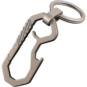 RISON Titanium Keychain Hook EDC Multifunction Tool Anti-Lost Quick Release Carabiner Key Chain with Key Ring and Bottle Opener for Outdoor Hiking Camping, Gun Metal Grey, 3.07'' X 0.98'' in Kuwait