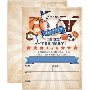 دعوات حفلات استقبال المولود الرياضي من أول ستار، حمام كرة القدم للرضع، حمام كرة السلة للرضع، دعوات حفل استقبال المولود، 20 دعوات ومظاريف ملء in Kuwait