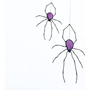 100% Handmade Stained Glass Halloween Decor Window Hangings - Violet Spider 5 x 3 Inch Style Hanging - Suncatchers for Window in Saudi Arabia