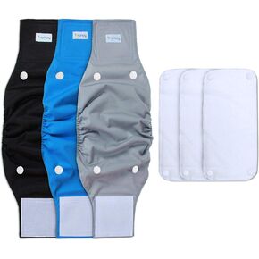 Teamoy Belly Bands for Male Dogs with Removable Pads, Reusable Washable Puppy Dog Diaper Wraps with Gray Lining(Pack of 3),XS in Kuwait