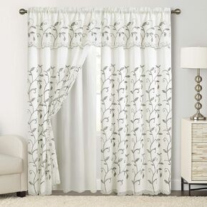 Elegant Comfort Luxury Curtain/Window Panel Set with Attached Valance and Backing 54" X 84 inch (Set of 2), Beige in Kuwait