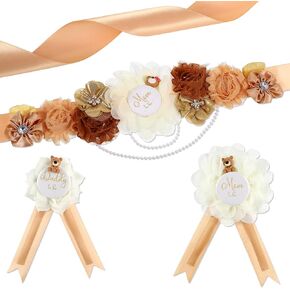 سوسوررو مجموعة دبابيس حمل من تيدي بير عبارة «Mommy to Be & Daddy to Be» حزام بطن لطيف على شكل زهرة هدية للكشف عن جنس المولود وديكورات حفلات استقبال المولود in Kuwait