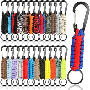 Uiifan 24 Pcs Paracord Keychain Key Lanyard Hanger Military Braided Backpack Clip with Strap Heavy Duty Hook Holder for Men Women Boys Girls Water Bottle Backpack Tools in Kuwait