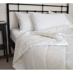 لحاف Woolino Premium من الصوف الأسترالي القابل للغسل، حشوة صوف متوسطة الوزن 17.6oz لحاف سرير من الصوف للأطفال، مقاس سرير الأطفال/سرير الأطفال الصغار 37 بوصة × 51 بوصة in Kuwait