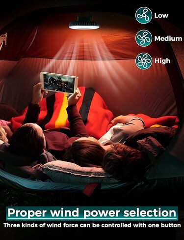 مراوح التخييم للخيام، أساسيات معدات التخييم للمشي لمسافات طويلة، مروحة تعمل بالبطارية للتخييم، قابلة لإعادة الشحن USB مع مغناطيسي وخطاف، 𝟐-𝟏 مروحة خيمة تخييم LED وإضاءة لتعليق مروحة تعمل بالبطارية in Kuwait