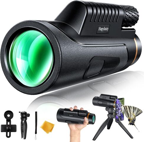 تلسكوب احادي العين HD 12×50 مع محول هاتف ذكي من هابيلاستي مع حامل ثلاثي مطور عالي الطاقة مع رؤية واضحة منخفضة الاضاءة للبالغين، منشور FMC BAK4، معدات لمشاهدة الطيور in Kuwait