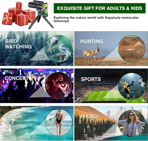 تلسكوب احادي العين HD 12×50 مع محول هاتف ذكي من هابيلاستي مع حامل ثلاثي مطور عالي الطاقة مع رؤية واضحة منخفضة الاضاءة للبالغين، منشور FMC BAK4، معدات لمشاهدة الطيور in Kuwait