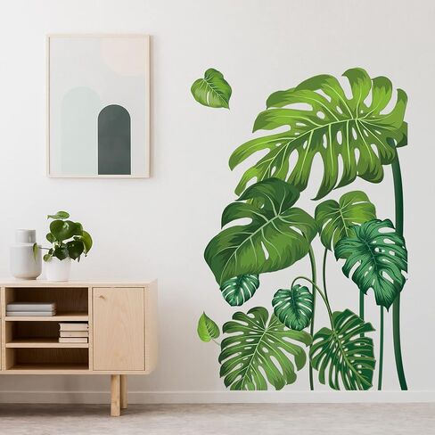 Large Green Tropical Jungle Leaves Wall Decals Palm Tree Leaf Plants Wall Stickers DIY Peel and Stick Removable Monstera murals Leaf Window Stickers for Kids Bedroom Nursery Living Room Decoration in Saudi Arabia