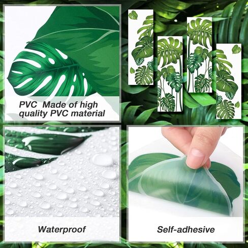 Large Green Tropical Jungle Leaves Wall Decals Palm Tree Leaf Plants Wall Stickers DIY Peel and Stick Removable Monstera murals Leaf Window Stickers for Kids Bedroom Nursery Living Room Decoration in Saudi Arabia