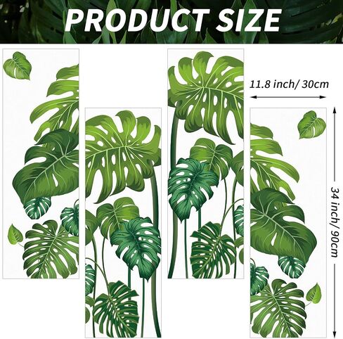 Large Green Tropical Jungle Leaves Wall Decals Palm Tree Leaf Plants Wall Stickers DIY Peel and Stick Removable Monstera murals Leaf Window Stickers for Kids Bedroom Nursery Living Room Decoration in Saudi Arabia