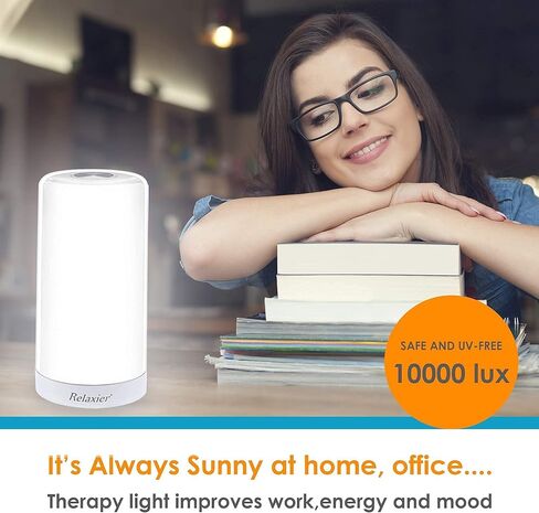 ريلاكسيار مصباح اضاءة ابيض 10000 لوكس مع وظيفة الذاكرة الذكية - ضوء ابيض LED خال من الاشعة فوق البنفسجية - تحكم باللمس 360 درجة مع 5 مستويات سطوع قابلة للتعديل - 1802G in Kuwait