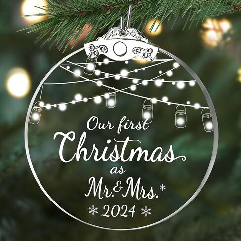 First Christmas Engaged Ornaments 2023, Engagement Gifts for Couples, Wedding Gifts for Bride, Glass Engagement Ornaments for Her, Newlywed with Gift Box in Kuwait