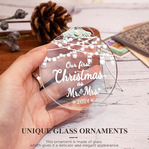 First Christmas Engaged Ornaments 2023, Engagement Gifts for Couples, Wedding Gifts for Bride, Glass Engagement Ornaments for Her, Newlywed with Gift Box in Kuwait
