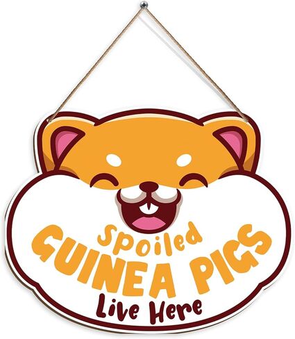 خنازير غينيا المدللة تعيش هنا، لافتة خشبية للباب الأمامي، علامة منزلية، علامة تعليق خشبية جميلة لخنازير غينيا المدللة، ديكور فني جداري ريفي لتزيين المنزل in Kuwait