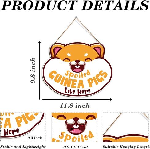 خنازير غينيا المدللة تعيش هنا، لافتة خشبية للباب الأمامي، علامة منزلية، علامة تعليق خشبية جميلة لخنازير غينيا المدللة، ديكور فني جداري ريفي لتزيين المنزل in Kuwait