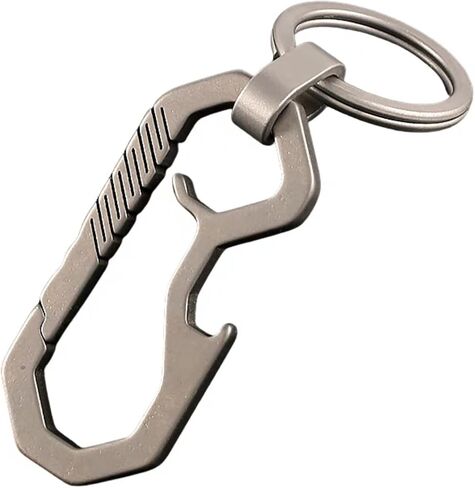 RISON-Titanium Keychain Hook EDC Multifunction Tool Anti-Lost Quick Release Carabiner Key Chain with Key Ring and Bottle Opener for Outdoor Hiking Camping in Saudi Arabia