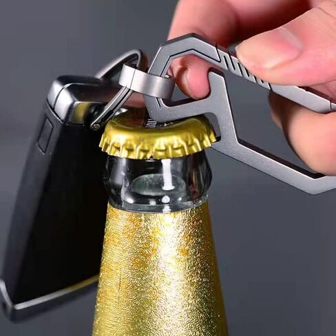 RISON-Titanium Keychain Hook EDC Multifunction Tool Anti-Lost Quick Release Carabiner Key Chain with Key Ring and Bottle Opener for Outdoor Hiking Camping in Saudi Arabia