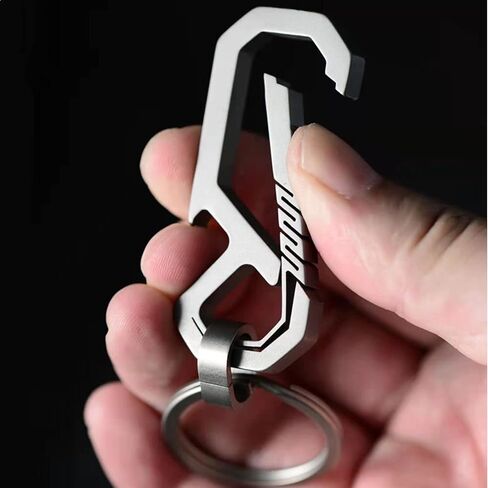 RISON-Titanium Keychain Hook EDC Multifunction Tool Anti-Lost Quick Release Carabiner Key Chain with Key Ring and Bottle Opener for Outdoor Hiking Camping in Saudi Arabia