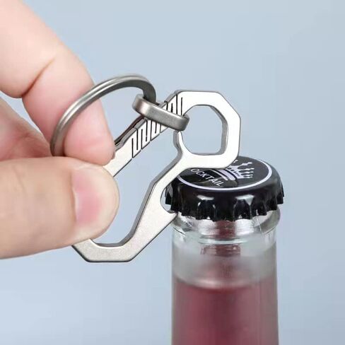 RISON-Titanium Keychain Hook EDC Multifunction Tool Anti-Lost Quick Release Carabiner Key Chain with Key Ring and Bottle Opener for Outdoor Hiking Camping in Saudi Arabia