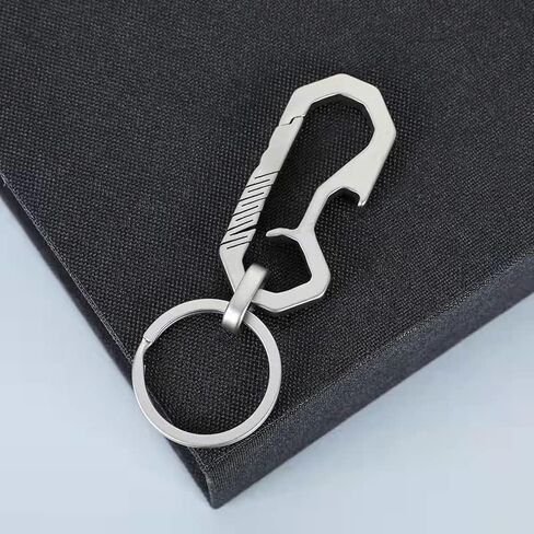 RISON-Titanium Keychain Hook EDC Multifunction Tool Anti-Lost Quick Release Carabiner Key Chain with Key Ring and Bottle Opener for Outdoor Hiking Camping in Saudi Arabia