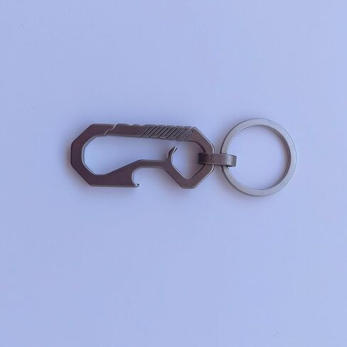 RISON-Titanium Keychain Hook EDC Multifunction Tool Anti-Lost Quick Release Carabiner Key Chain with Key Ring and Bottle Opener for Outdoor Hiking Camping in Saudi Arabia