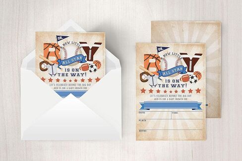 دعوات حفلات استقبال المولود الرياضي من أول ستار، حمام كرة القدم للرضع، حمام كرة السلة للرضع، دعوات حفل استقبال المولود، 20 دعوات ومظاريف ملء in Kuwait