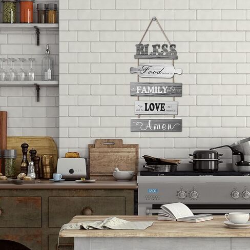 بارك الطعام قبل أن نوقع مزرعة المطبخ ديكور الحائط ريفي غرفة الطعام جدار الفن ديكور غرفة المعيشة ديكورات البلد خمر المطبخ شنقا علامات الخشب in Kuwait