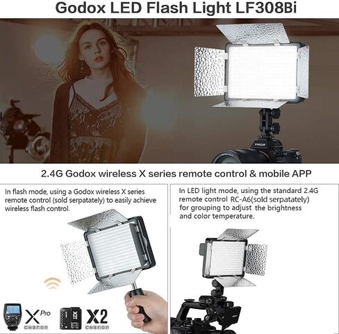 Godox LF308D ضوء واحد محمول عالي السطوع درجة حرارة لون الفلاش 5600k±300k، 1m حوالي 1300Lux، مناسب لحفلات الزفاف، والمقابلات، ومقاطع الفيديو، والتقاط الحياة الساكنة، والتقاط الماكرو in Kuwait