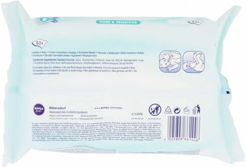 مناديل مبللة نقية للبشرة الحساسة من نيفيا بيبي 63x in Kuwait