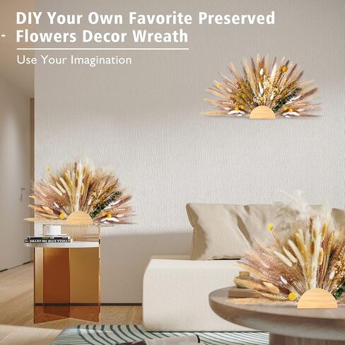 قاعدة نصف دائرة لحيوانات البامبو الطبيعية والزهور المحفوظة ، قاعدة زهرة جافة على شكل قوس، يمكنك تصميمه بنفسك للديكور المفضل للمنزل والزفاف (لا تشمل الزهور فقط قاعدة) (ARC) in Kuwait