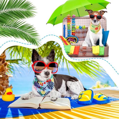 Chunful 100 Pcs Summer Theme Dog Bandanas Bulk Hawaiian Dog Bandanas Bib Triangle Dog Scarf Dog Kerchief Set Dog Bandanas with Fruit Leaf Flamingo Pattern for Summer Pet Costume Accessories Decoration in Saudi Arabia