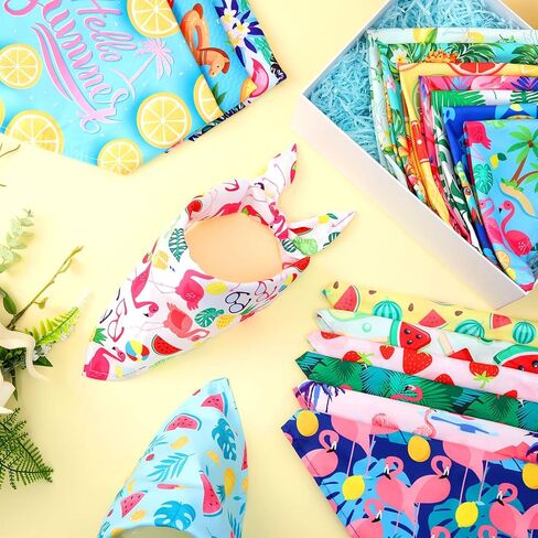 Chunful 100 Pcs Summer Theme Dog Bandanas Bulk Hawaiian Dog Bandanas Bib Triangle Dog Scarf Dog Kerchief Set Dog Bandanas with Fruit Leaf Flamingo Pattern for Summer Pet Costume Accessories Decoration in Saudi Arabia