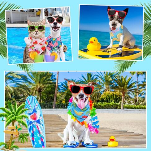 Chunful 100 Pcs Summer Theme Dog Bandanas Bulk Hawaiian Dog Bandanas Bib Triangle Dog Scarf Dog Kerchief Set Dog Bandanas with Fruit Leaf Flamingo Pattern for Summer Pet Costume Accessories Decoration in Saudi Arabia