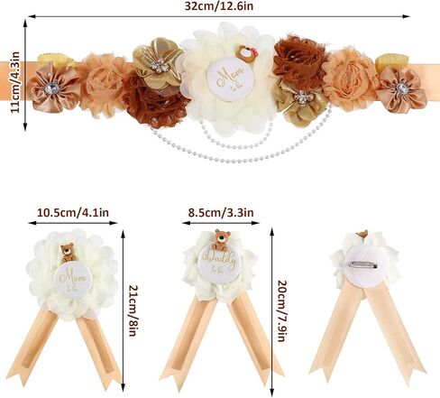 سوسوررو مجموعة دبابيس حمل من تيدي بير عبارة «Mommy to Be & Daddy to Be» حزام بطن لطيف على شكل زهرة هدية للكشف عن جنس المولود وديكورات حفلات استقبال المولود in Kuwait