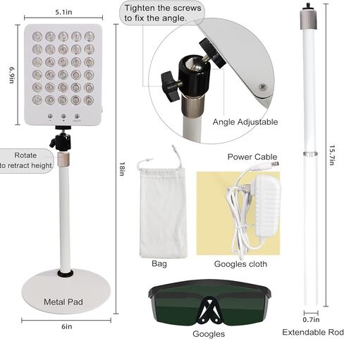 Red Light Therapy Near Infrared Light Therapy Panel for Face Skin 660nm&850nm with Height Angle Adjustable Stand in Kuwait