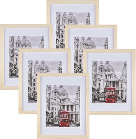 مجموعة إطارات صور مقاس 11 × 14 مكونة من 6 قطع، تعرض صور مقاس 8 × 10 مع حصيرة أو 11 × 14 بدون حصيرة لعرض سطح الطاولة والتعليق على الحائط، إطارات صور كلاسيكية بسيطة لمعرض الحائط وديكور المكتب المنزلي، أسود in Kuwait