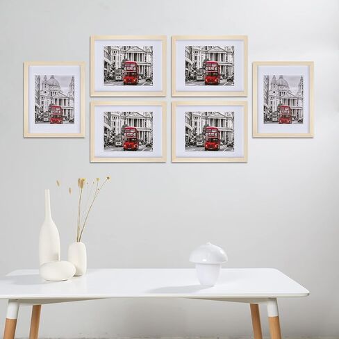 مجموعة إطارات صور مقاس 11 × 14 مكونة من 6 قطع، تعرض صور مقاس 8 × 10 مع حصيرة أو 11 × 14 بدون حصيرة لعرض سطح الطاولة والتعليق على الحائط، إطارات صور كلاسيكية بسيطة لمعرض الحائط وديكور المكتب المنزلي، أسود in Kuwait