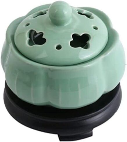 Electric Incense Burner with Adjustable Timer, Frankincense Resin Celadon Ceramic Burner, Electric Bakhoor Burner for Fragrant Wood, Wax Melts or Oil Burner, Charcoal Free No Open Flame Safer in Kuwait